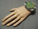 Tremendous Vintage Native American Navajo Green Turquoise Sterling Silver Bracelet-Nativo Arts