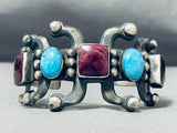 Most Unique Native American Navajo Purple Shell Turquoise Sterling Silver Bracelet Cuff-Nativo Arts