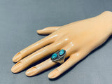 Magnificent Vintage Native American Navajo Kingman Turquoise Sterling Silver Ring-Nativo Arts