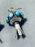 Extraordinary Native American Navajo Sleeping Beauty Sterling Silver Blossom Earrings-Nativo Arts