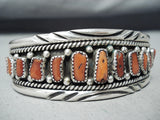 Exquisite Vintage Navajo Native American Corals Sterling Silver Bracelet-Nativo Arts