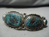Important Vintage Native American Laguna Stevens Turquoise Sterling Silver Bracelet Old-Nativo Arts