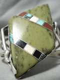 Gaint Vintage Native American Zuni Turquoise Signed Sterling Silver Turquoise Bracelet-Nativo Arts