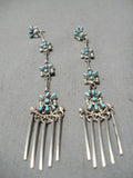 Dynamic Vintage Native American Zuni Turquoise Sterling Silver Dangle Earrings Old-Nativo Arts
