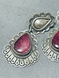 Gorgeous Vintage Native American Navajo Sugulite Sterling Silver Earrings Signed Rudy Willie-Nativo Arts
