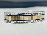 Outstanding Native American Navajo Sterling Silver & 14k Gold Bracelet, Signed-Nativo Arts