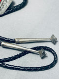 Mesmerizing Native American Navajo Turquoise Sterling Silver Bolo Tie-Nativo Arts