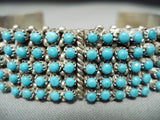 One Of Most Intricate Vintage Native American Zuni Snake Eyes Turquoise Sterling Silver Bracelet-Nativo Arts