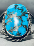 Massive Morenci Turquoise Vintage Native American Navajo Sterling Silver Bracelet Cuff-Nativo Arts