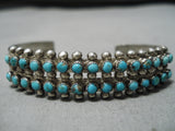 Striking Vintage Navajo Turquoise Row Sterling Silver Native American Bracelet-Nativo Arts