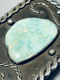 Heavy Best Carico Lake Turquoise Vintage Native American Navajo Sterling Silver Buckle-Nativo Arts