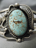 High Grade Vintage Native American Navajo #8 Turquoise Sterling Silver Leaf Bracelet Old-Nativo Arts
