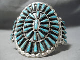 Spectacular Vintage Native American Navajo Turquoise Cluster Sterling Silver Bracelet-Nativo Arts