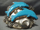 Native American Museum Vintage Turquoise Dolphin Fran Gomez Sterling Silver Bracelet-Nativo Arts