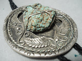 One Of A Kind Vintage Native American Navajo Dangling Turquoise Sterling Silver Bolo Tie-Nativo Arts