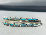 Spectacular Vintage Native American Navajo Needle Turquoise Sterling Silver Bracelet-Nativo Arts