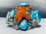 Brownbear Vintage Native American Navajo Turquoise Sterling Silver Bracelet-Nativo Arts