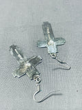 Beautiful Native American Navajo Sterling Silver Cross Earrings-Nativo Arts