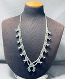 Exquisite Vintage Native American Zuni Sleeping Beauty Turquoise Sterling Silver Squash Blossom-Nativo Arts