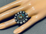 One Of The Most Unique Vintage Native American Navajo #8 Turquoise Sterling Silver Ring-Nativo Arts
