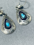 Expressive Vintage Native American Navajo Turquoise Sterling Silver Earrings-Nativo Arts