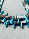 Exquisite Vintage Native American Navajo Old Turquoise Heishi Sterling Silver Necklace-Nativo Arts