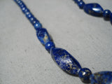 Stunning Vintage Native American Navajo Lapis Sterling Silver Necklace Old-Nativo Arts