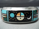 Space Inlay Vintage Native American Navajo Turquoise Sterling Silver Bracelet Cuff-Nativo Arts