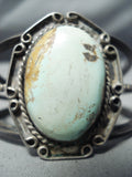 Rare Light Green Vintage Native American Navajo Royston Turquoise Sterling Silver Bracelet Old-Nativo Arts
