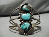 Very Rare Green Bisbee Turquoise Vintage Native American Navajo Sterling Silver Bracelet-Nativo Arts