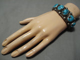 Magnificent Vintage Native American Navajo Morenci Turquoise Sterling Silver Bracelet Old-Nativo Arts