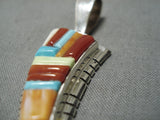 Native American Important Vintage Navajo David Tune Sterling Silver Turquoise Pendant-Nativo Arts