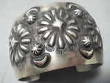 Huge Hand Tooled Vintage Native American Navajo Sterling Silver Repoussed Bracelet-Nativo Arts