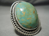 One Of The Biggest Native American Navajo Royston Turquoise Sterling Silver Ring-Nativo Arts