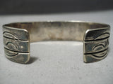 Rare Mary Morgan Vintage Native American Navajo Hand Tooled Sterling Silver Bracelet-Nativo Arts