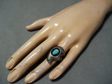 Cute Bear Vintage Native American Navajo Turquoise Sterling Silver Bear Ring Old-Nativo Arts