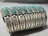 Biggest Best Vintage Native American Zuni Needlepoint Turquoise Sterling Silver Bracelet-Nativo Arts