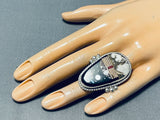 Noteworthy Native American Navajo Coral Jet Inlay Sterling Silver Ring-Nativo Arts
