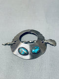 Awesome Vintage Native American Navajo morenci Mountain Turquoise Sterling Silver Hair Barrette-Nativo Arts