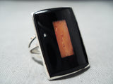 Fantastic Zuni Coral Sterling Silver Ring Native American-Nativo Arts