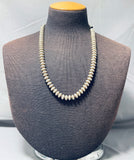 Superb Vintage Native American Navajo Sterling Silver Pillow Beads Cones Necklace-Nativo Arts