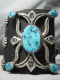 Huge Vintage Native American Navajo Big Turquoise Sterling Silver Ketoh Bracelet Old-Nativo Arts