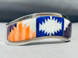 Native American One Of The Most Unique Vintage Tom Jackson Sterling Silver Inlay Bracelet-Nativo Arts