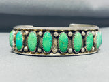 Drop Dead Gorgeous Vintage Native American Navajo Green Turquoise Sterling Silver Bracelet-Nativo Arts