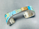 One Of The Most Unique Ever Native American Navajo Turquoise Inlay Sterling Silver Bracelet-Nativo Arts