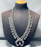 Important Vintage Native American Navajo Old Kingman Turquoise Sterling Silver Bear Paw Necklace-Nativo Arts