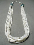 One Of The Best Vintage Native American Navajo Tubed Pearl Sterling Silver Turquoise Necklace-Nativo Arts