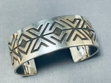 Signed Thick Native American Navajo Sterling Silver Bracelet-Nativo Arts