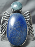 Colossal Spider Native American Navajo Coiled Turquoise Lapis Sterling Silver Bracelet-Nativo Arts
