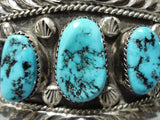 Detailed Vintage Native American Navajo Graduating Turquoise Sterling Silver Bracelet-Nativo Arts